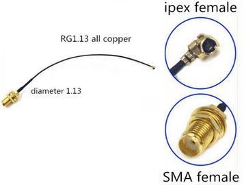 China U.FL ao cabo fêmea do ohm RF1.13 do conjunto de cabo 50 de SMA RF fornecedor